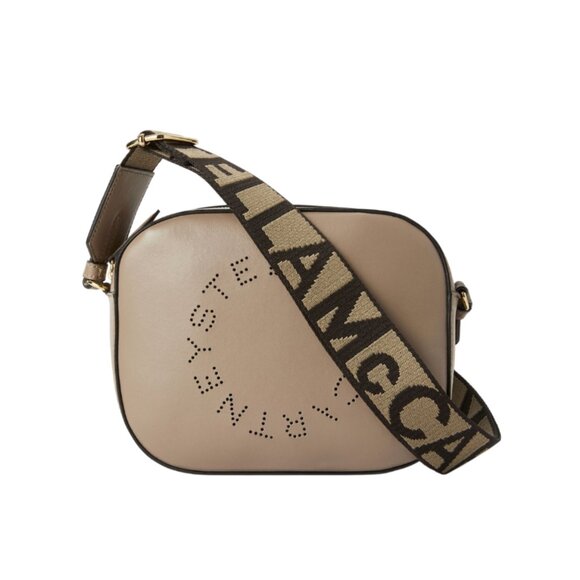 Stella McCartney Logo Camera Bag Crossbody Purse Womens Moss Taupe Vegan Leather - Picture 16 of 16